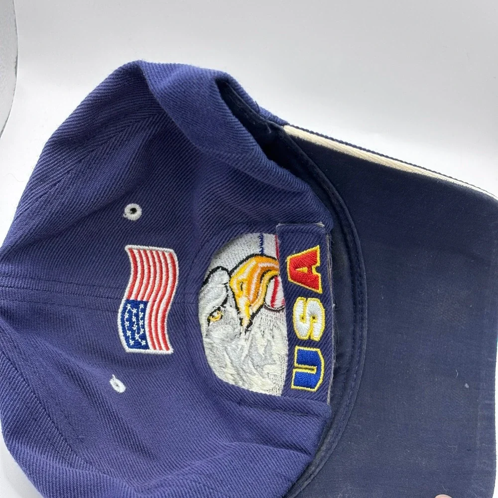 Santo Cap Baseball Hat Mens OSFM Navy Blue‎ Eagle USA Flag Patriotic Adjustable